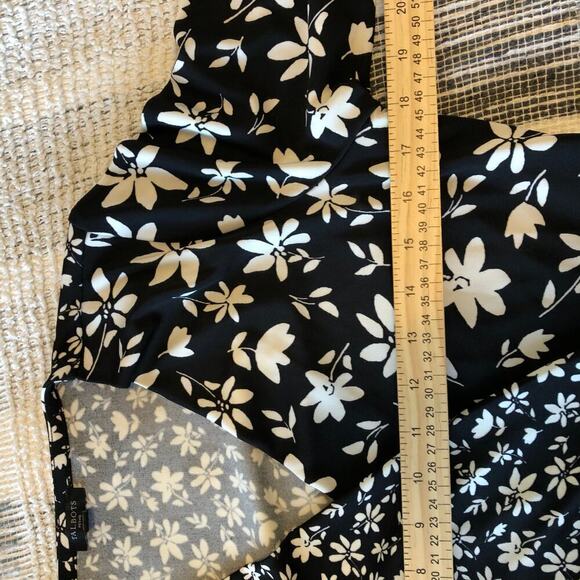 Talbots Womens Dress Sz MP Black White Floral Faux Wrap V-Neck 3/4 Sleeves - Picture 8 of 8